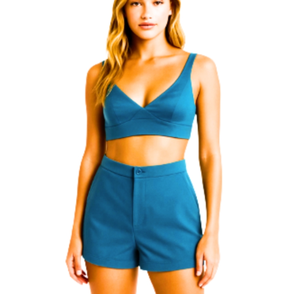 Sincerely Jules Shorts Set Size Large Teal Blue NWT Shorts and Top